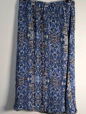 Coldwater Creek Blue Gray Abstract Print Lined A-Line Skirt MEDIUM 10/12